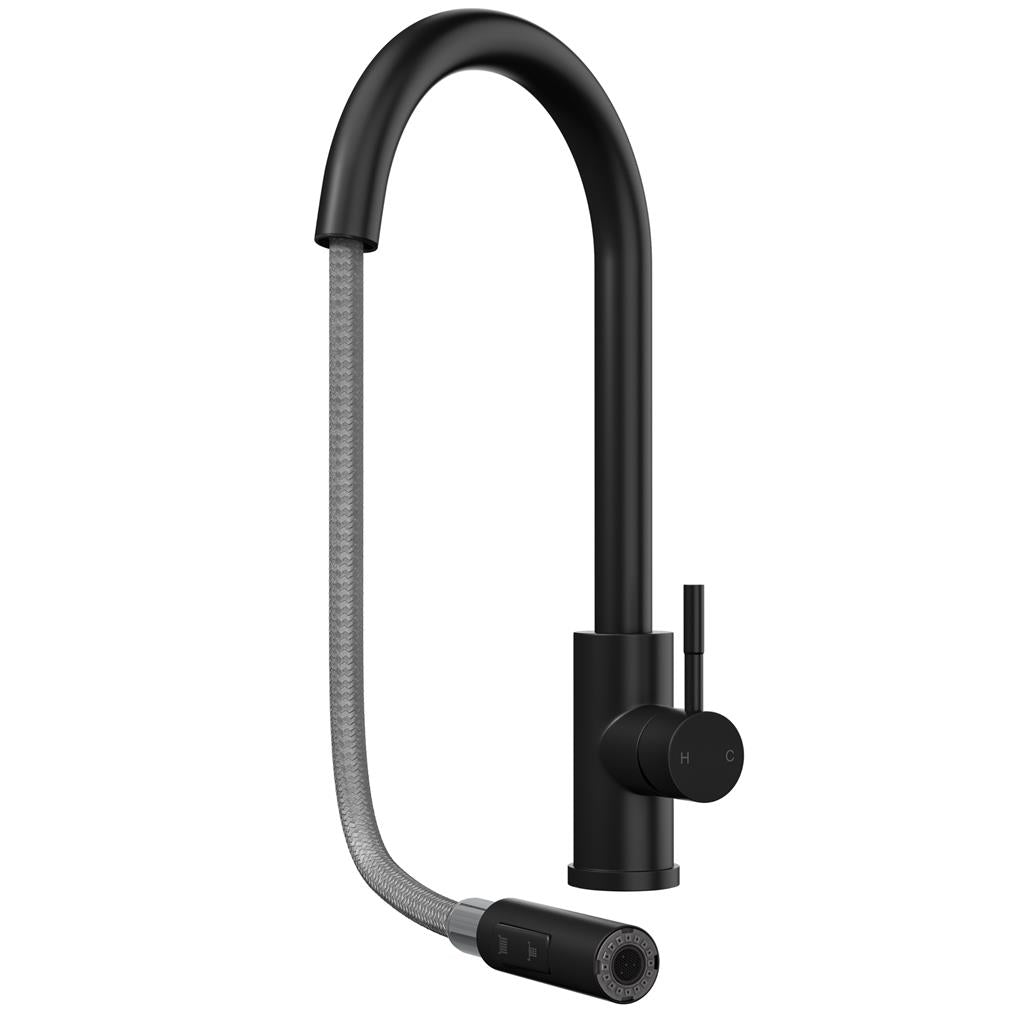 Liquida CT453MB Single Lever Pull Out Black Kitchen Mixer Tap